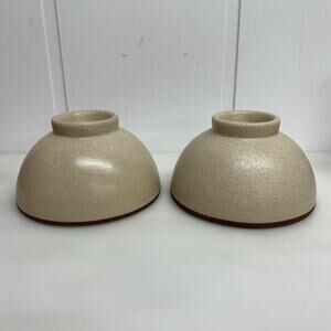 2 Threshold Short Ceramic Taper Candle Holders Ivory/Brown Neutral Target Set